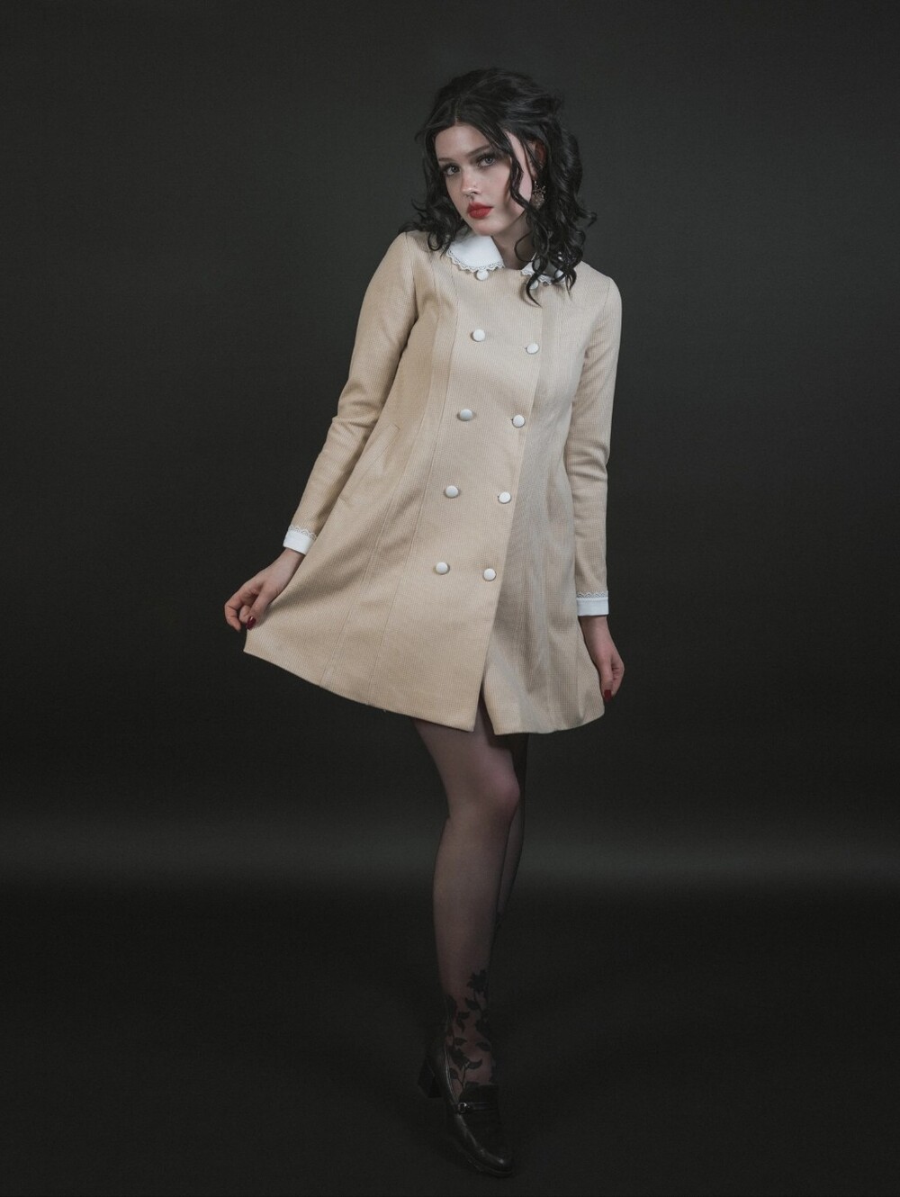 1940'S Style The "Enid" Coat In Light Brown/Beige
